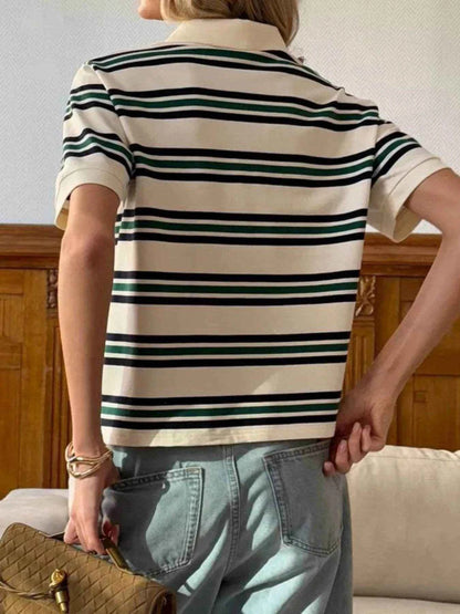 Striped Polo T-Shirt with Contrast Collar Trendsi e8d9cd52-6712-4767-8eb0-7e907635665a-Max-Origin