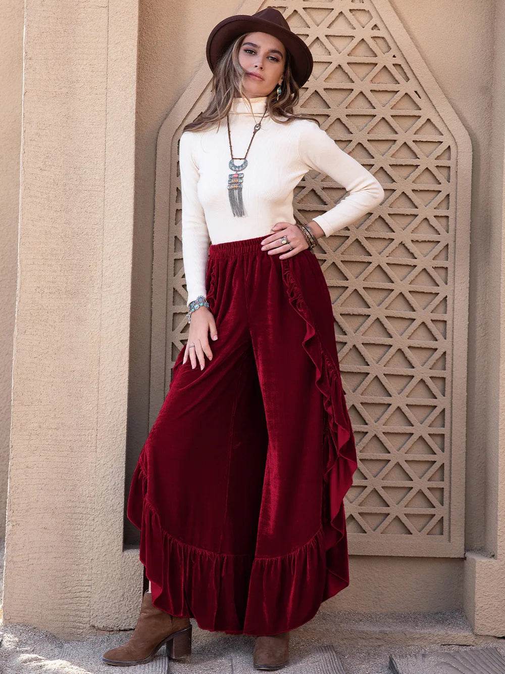 Slit Ruffled Wide Leg Pants Trendsi e90bd129-a1fc-4296-8dd8-eb7ff9485032-Max