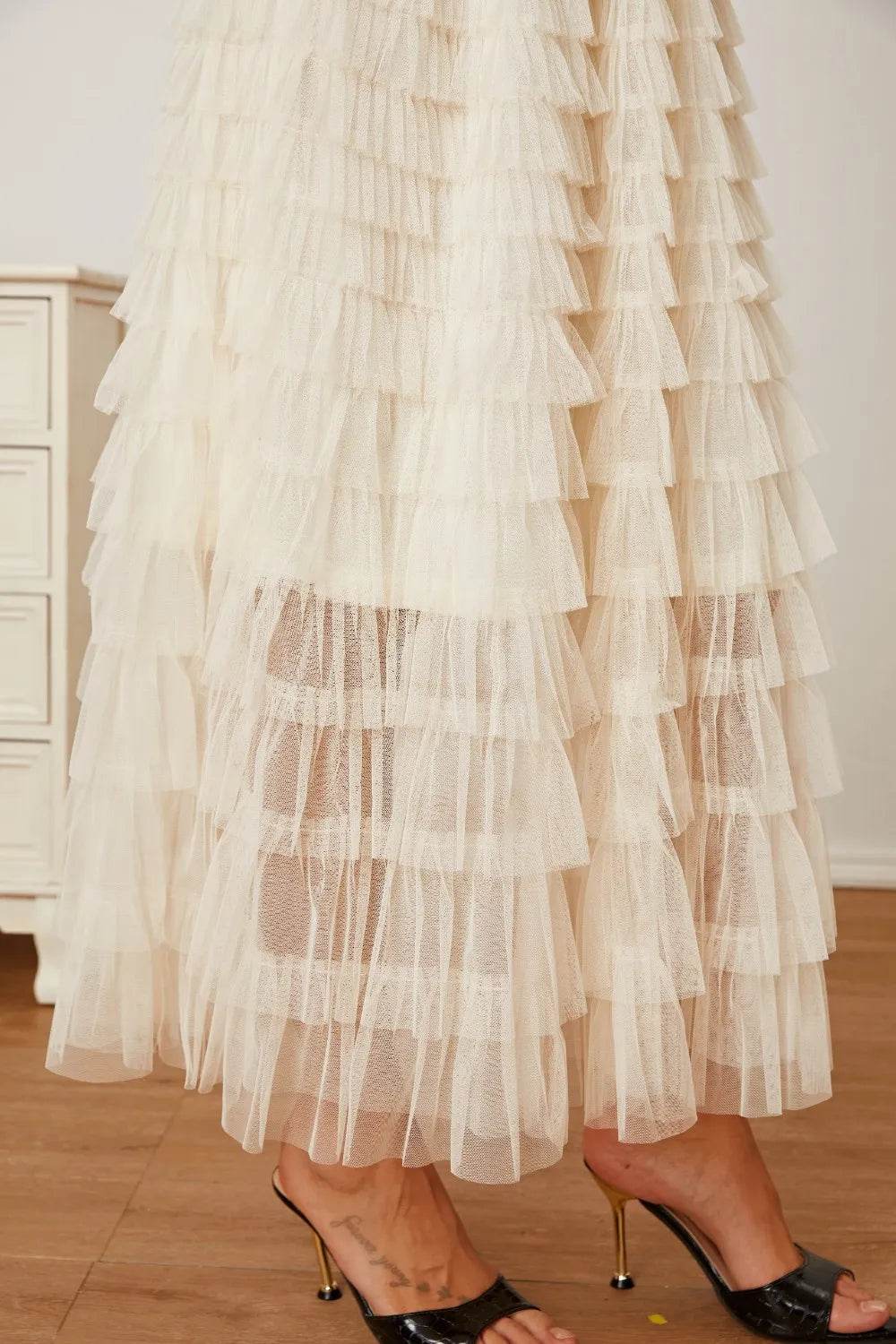 Ruched High Waist Tiered Skirt Trendsi e9333b70-346d-4a45-8f9e-12b27e6c3df5-Max