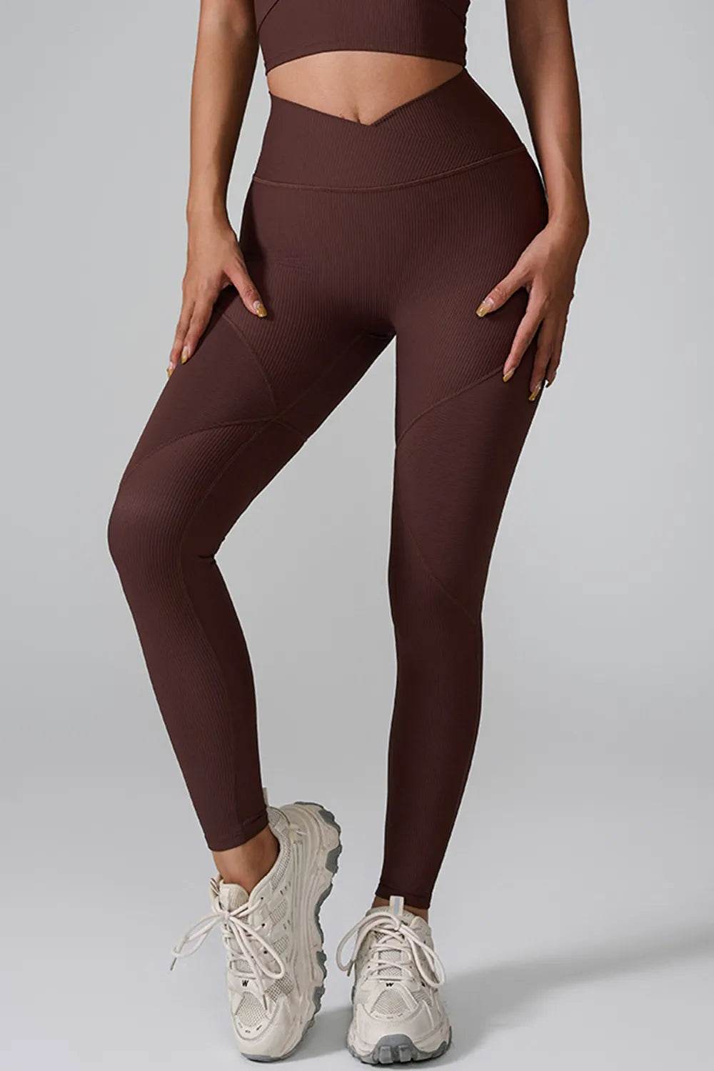 High Waist Active Leggings Brown Trendsi e93992c4-d79b-4c38-8df9-25128d311462-Max