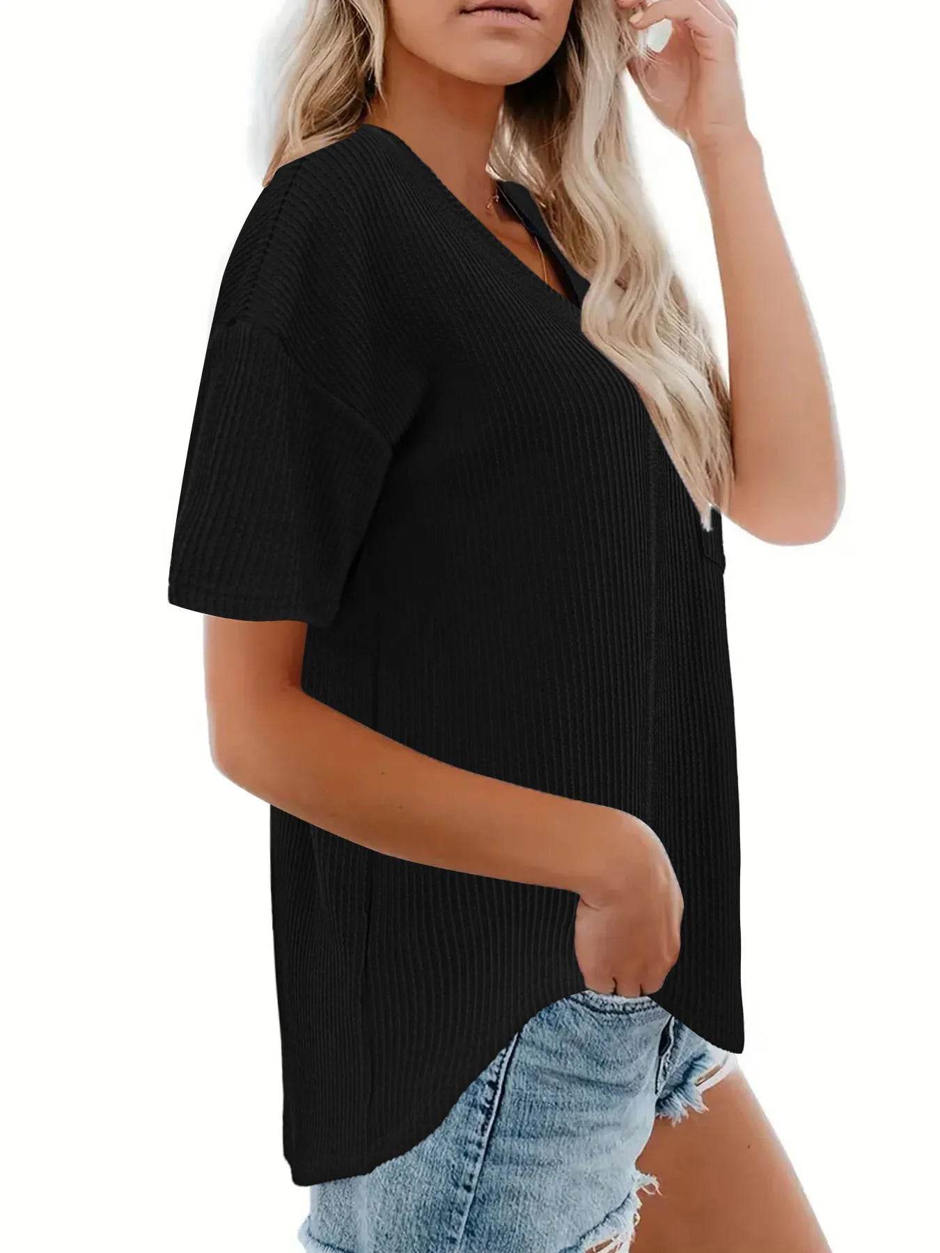 Ribbed V-Neck Oversized T-Shirt Trendsi e93f938b2dbe4642947087dd573e6b6d-Max-Origin