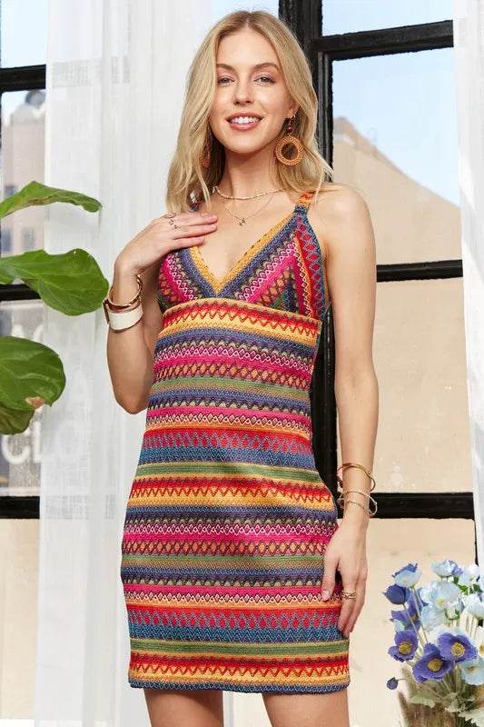 ADORA Contrast Striped V-Neck Mini Dress Trendsi e95273ab-6b62-4956-80eb-e125a77e54f8-Max