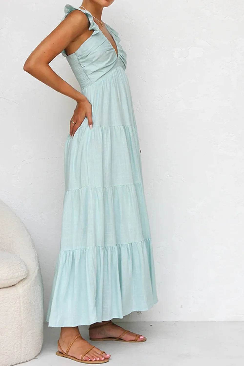 Ruffled V-Neck Tiered Dress Trendsi e994ad2b-7bb0-4eb5-8f61-7d2b339140df-Max-Origin