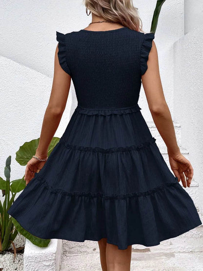 Ruffled V-Neck Cap Sleeve Dress Trendsi ea063434-47d3-427a-987b-32bb2c658b21-Max-Origin
