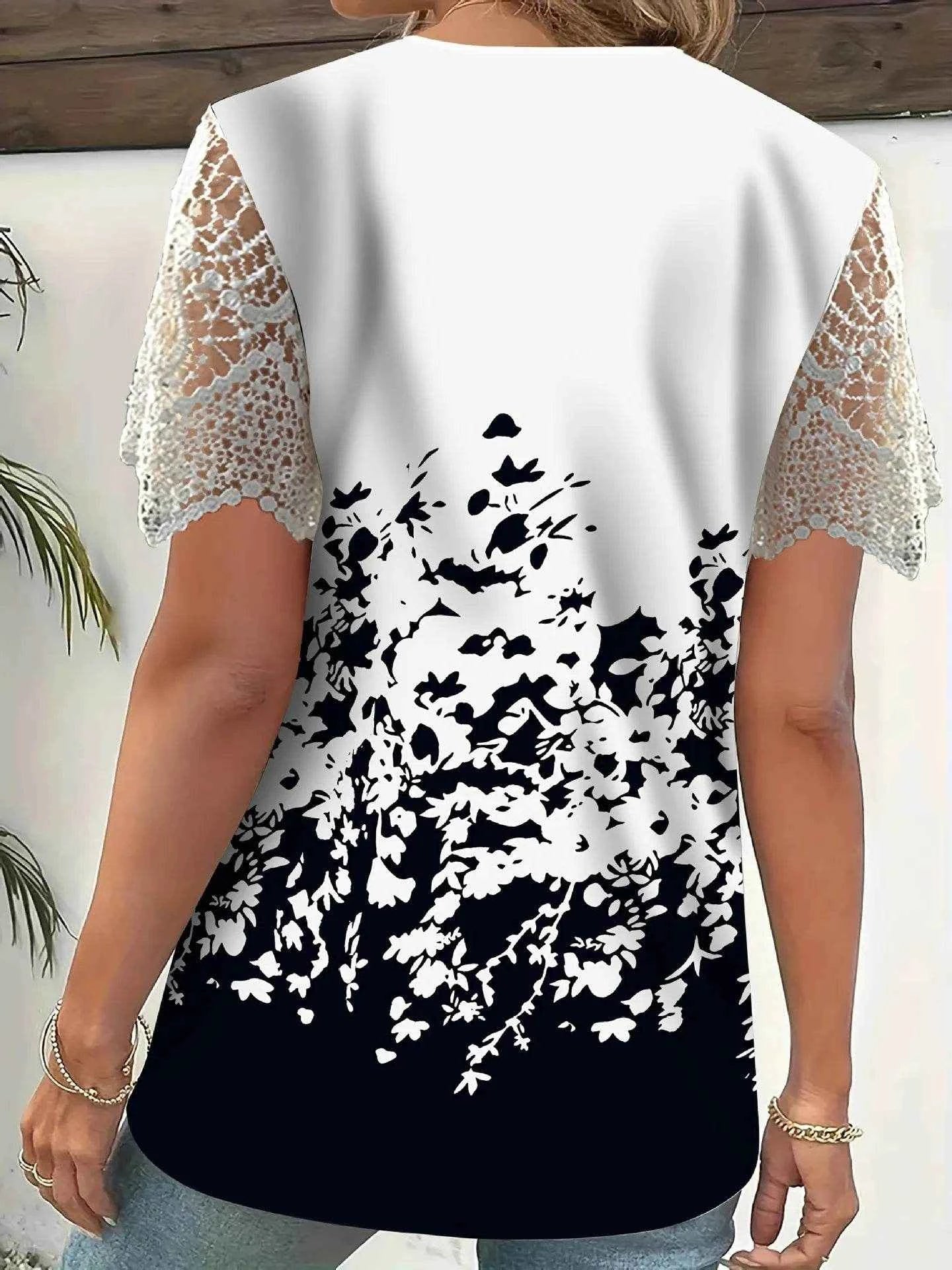 Full Size Printed Lace Sleeve V-Neck T-Shirt Plus Size Trendsi ea72a5ab-4448-4323-9a88-2a299a2fc501-Max-Origin
