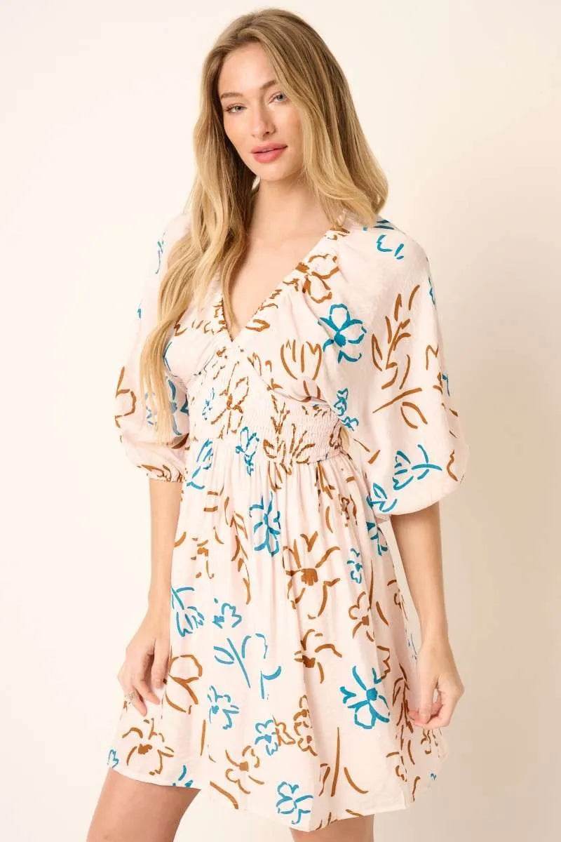 Mittoshop Flower Print Mocked Waist Mini Dress Trendsi ea7f8925e9b74642b21bb61a43574b93-Max-Origin