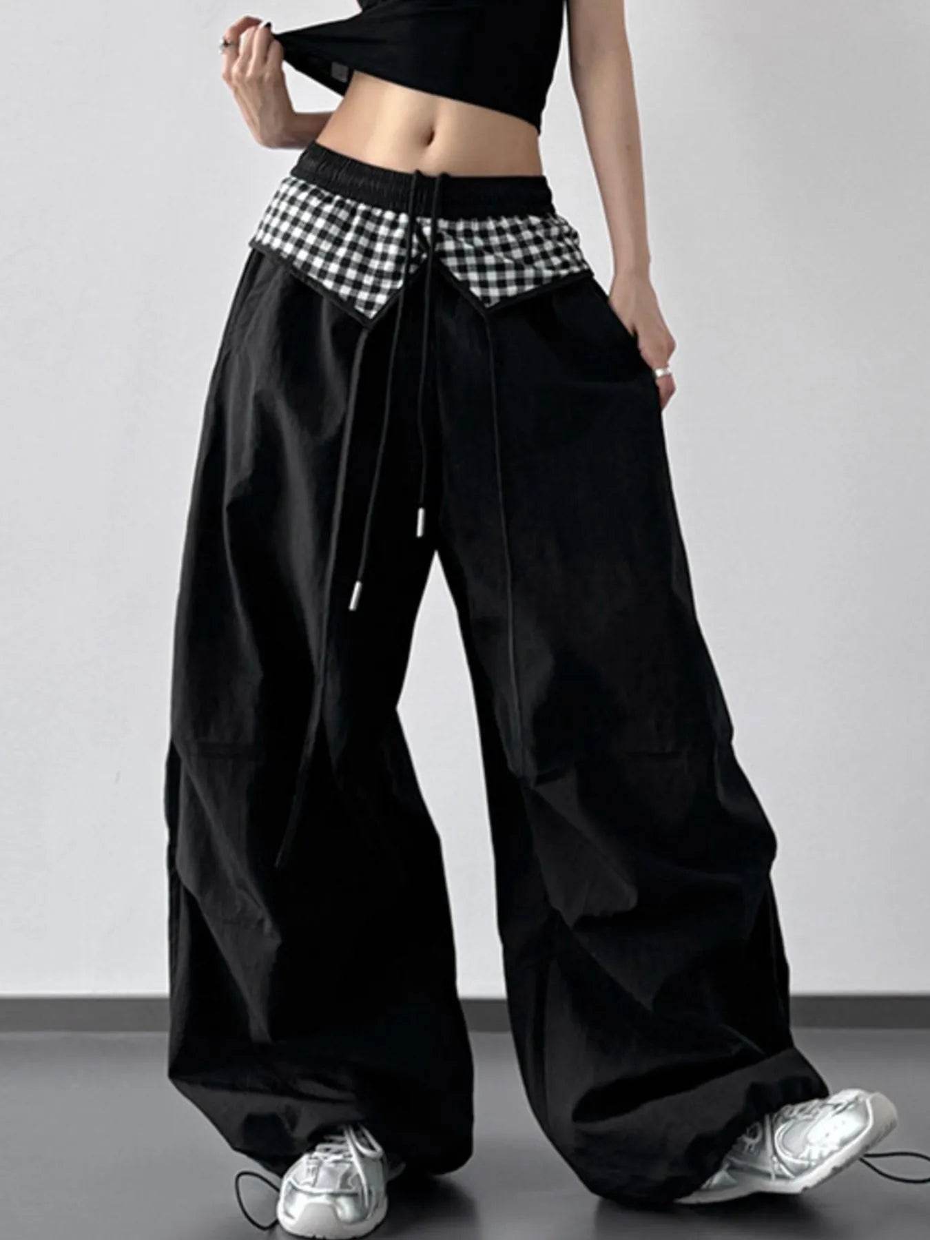 Wide Leg Pants with Checkered Detail Trendsi eacb4421-607b-419d-925c-45473f1f2dfa-Max-Origin