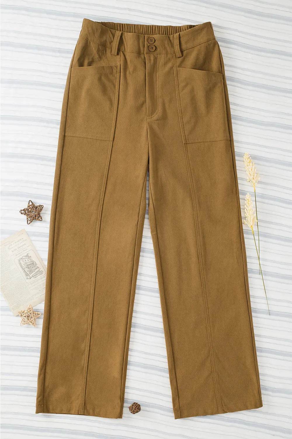 Half Elastic Waist Straight Pants Trendsi eb01c70f-1a74-41da-8247-42fb15e3a7b2-Max