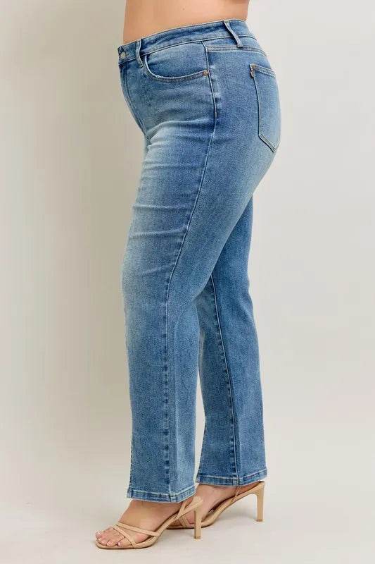 Judy Blue Full Size High Waist Vintage Wash Front Seam & Slit Straight Plus Size Trendsi eb097c74-2f58-4351-91cb-098d37f5c6ff-Max-Origin