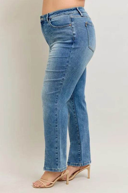 Judy Blue Full Size High Waist Vintage Wash Front Seam & Slit Straight Plus Size Trendsi eb097c74-2f58-4351-91cb-098d37f5c6ff-Max-Origin