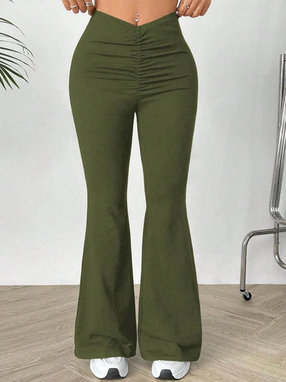 High Waisted Flare Pants Dark Green Trendsi eb2461ee64f8449cac43ea88cb93a170-Max-Origin