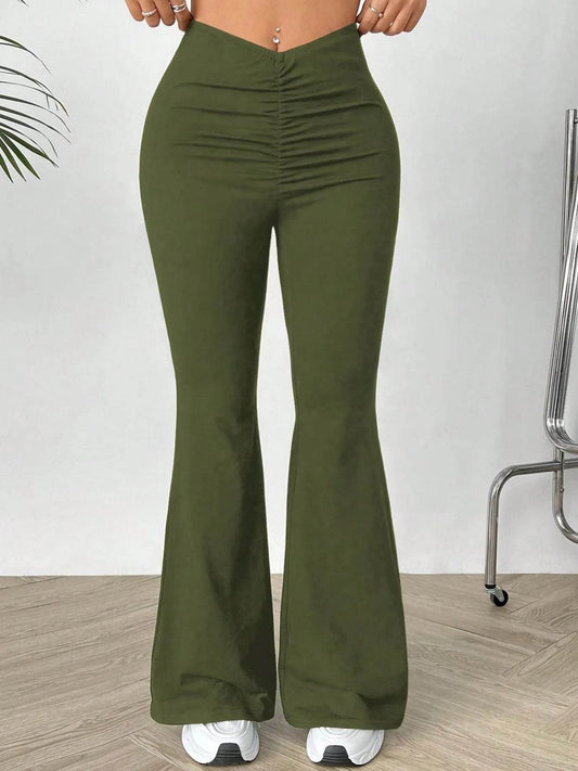 High Waisted Flare Pants Dark Green Trendsi eb2461ee64f8449cac43ea88cb93a170-Max-Origin