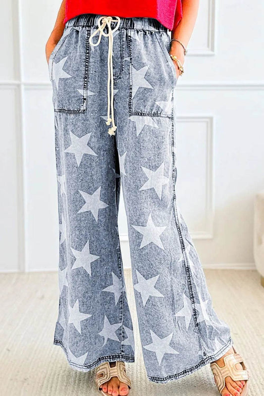 Star Print Washed Drawstring High Waist Wide Leg Jeans Trendsi eb38d462-1477-4203-a5d3-63558ebb70cb-Max