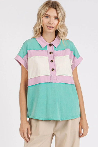 Mittoshop Color Block Henley Short Sleeve Polo Shirt Trendsi eb3a8c29-4065-4dae-bd4f-3c65f397640a-Max