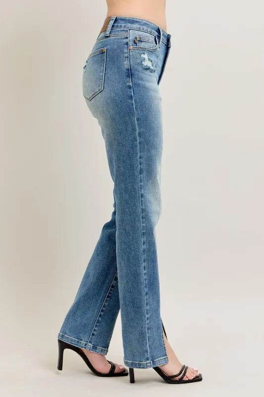 Judy Blue Full Size High Waist Vintage Wash Front Seam & Slit Straight Plus Size Trendsi eb6336b6c51b49d9ab1c43c8ef04809f-Max-Origin