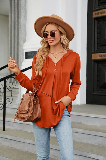 Long Sleeve Hooded Blouse Orange Trendsi eb82cf9e419645018bd67ea9e74ac2c1-Max