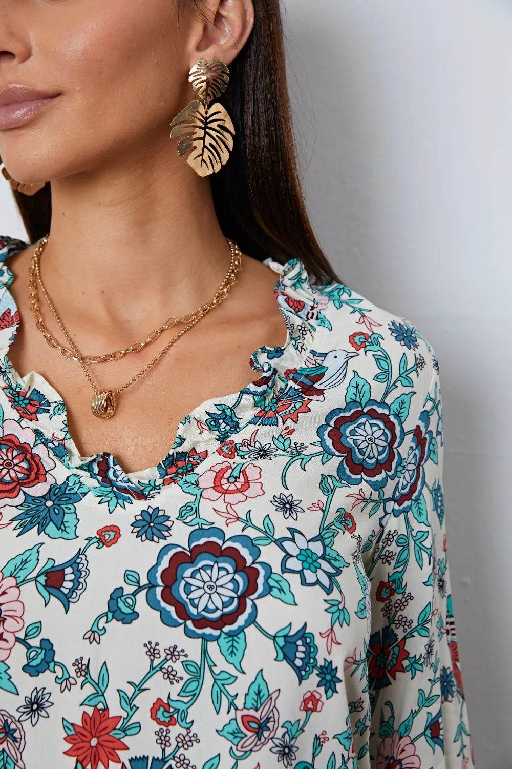 Floral Notched Long Sleeve Blouse Trendsi ebbc8994-f971-46ea-8f0f-0e807abb10bf-Max