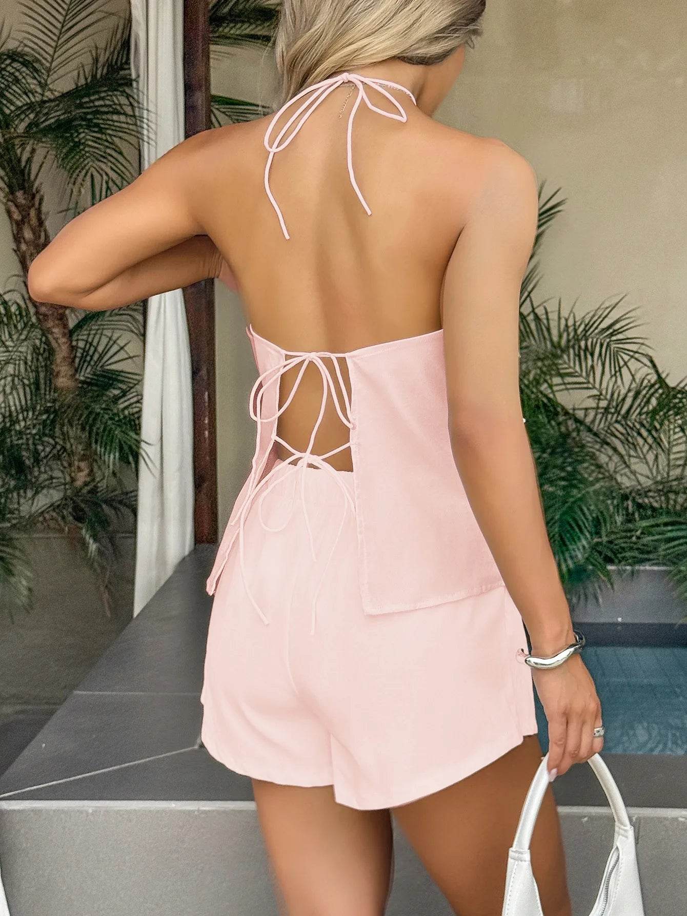 Tied Front Halter Neck Cami and Shorts Set Trendsi ebcb0ab5-b8c4-4d4e-b811-16045f211d62-Max-Origin