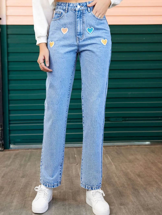 Heart Straight Leg Jeans with Pockets Light Trendsi ebd07ab6-c84d-4f05-ae71-d62dd4f11796-Max