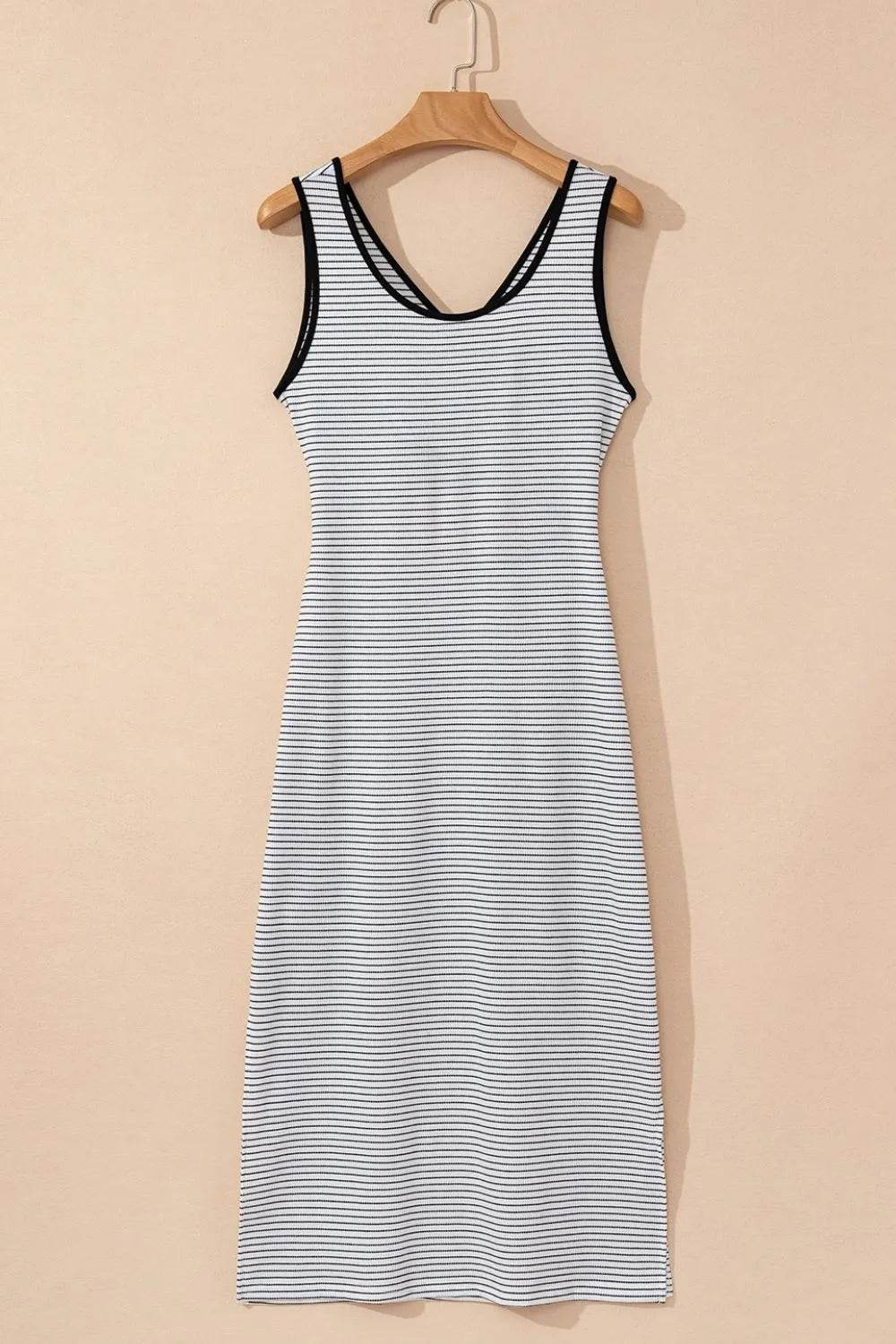 Stripe Crisscross Side Slits Slim Fit Sleeveless Midi Dress Trendsi ebd2b101-1a3f-49ac-bbf1-856e6cb2df05-Max