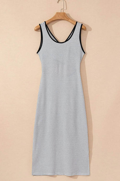 Stripe Crisscross Side Slits Slim Fit Sleeveless Midi Dress Trendsi ebd2b101-1a3f-49ac-bbf1-856e6cb2df05-Max