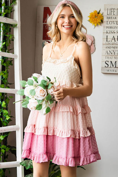 Color Block Swiss Dot Ruffled Tiered Spaghetti Strap Dress Trendsi ebebdc5541f746519a7658c669558233-Max