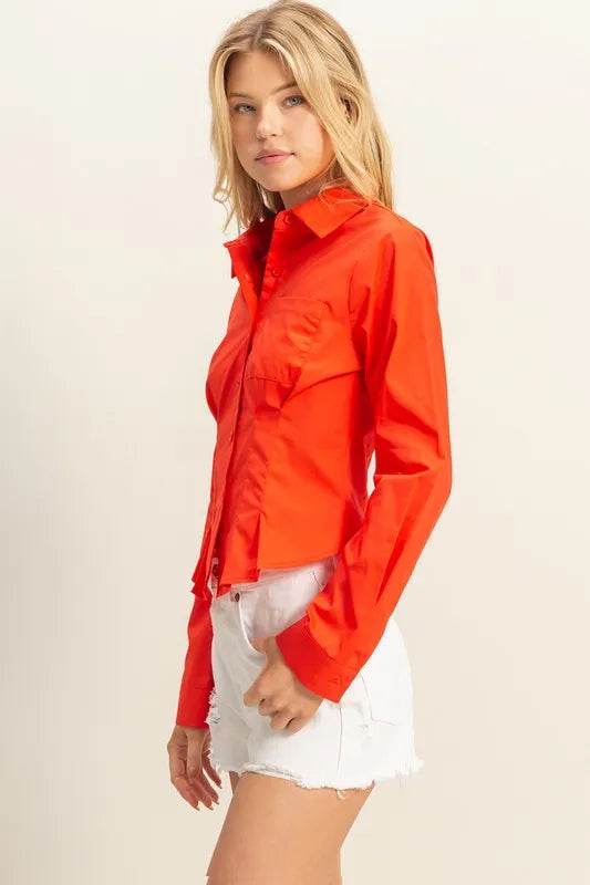 HYFVE Long Sleeve Pleated Waist Poplin Shirt Trendsi ec0806a5-16f1-4f5f-88b4-3304bdd0d5ca-Max-Origin