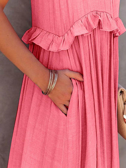 Ruffled Sleeveless Tiered Maxi Dress with Pockets Trendsi ec5c2d13-aecb-45b8-98be-7f32c697471a-Max