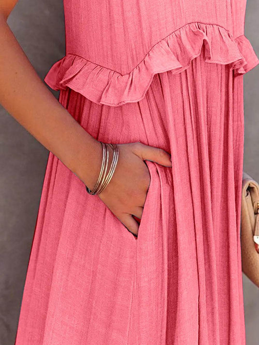 Ruffled Sleeveless Tiered Maxi Dress with Pockets Trendsi ec5c2d13-aecb-45b8-98be-7f32c697471a-Max