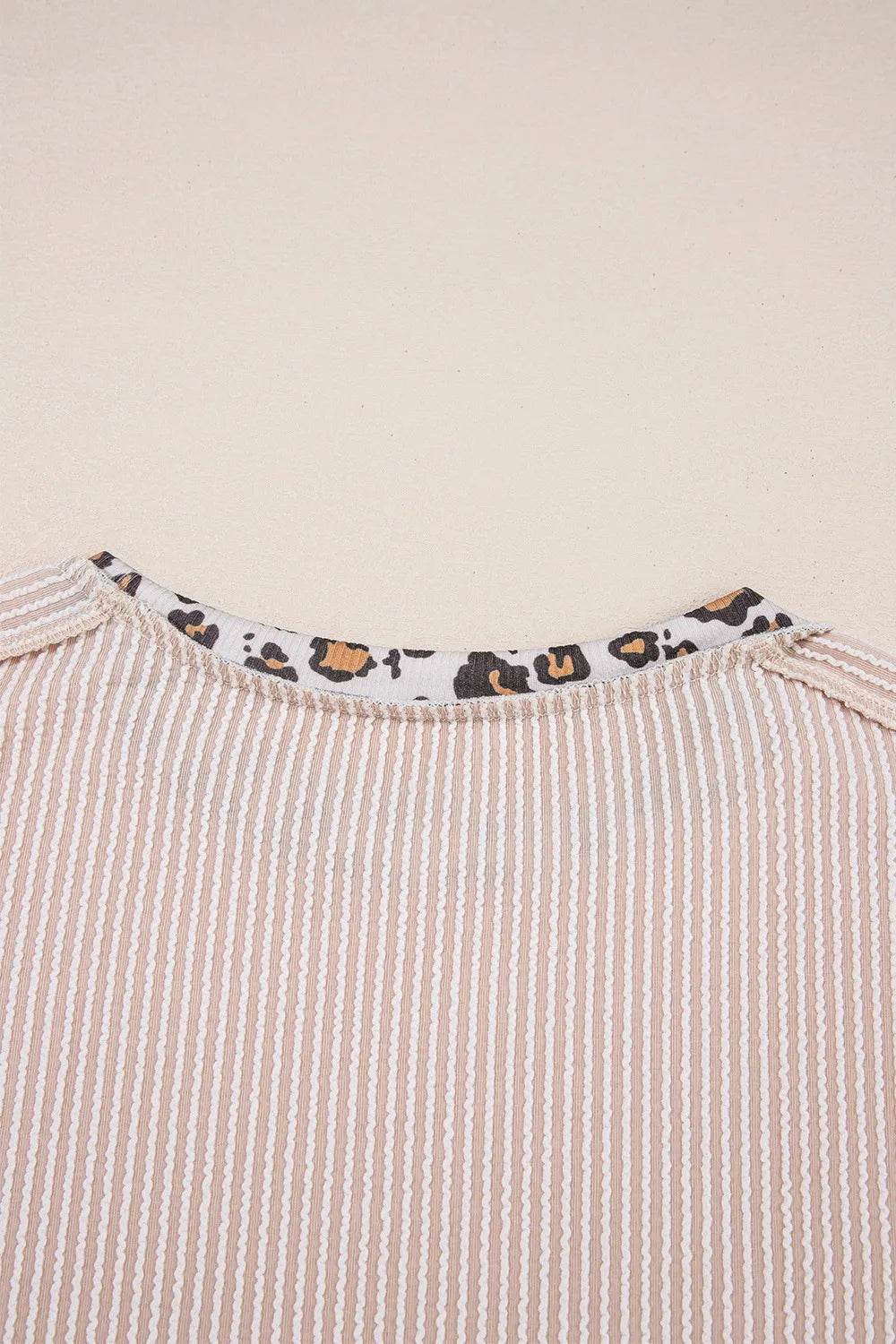 Leopard Trim Round Neck Ribbed T-Shirt Trendsi ec73654c-5199-447f-bc58-e43fab235734-Max-Origin