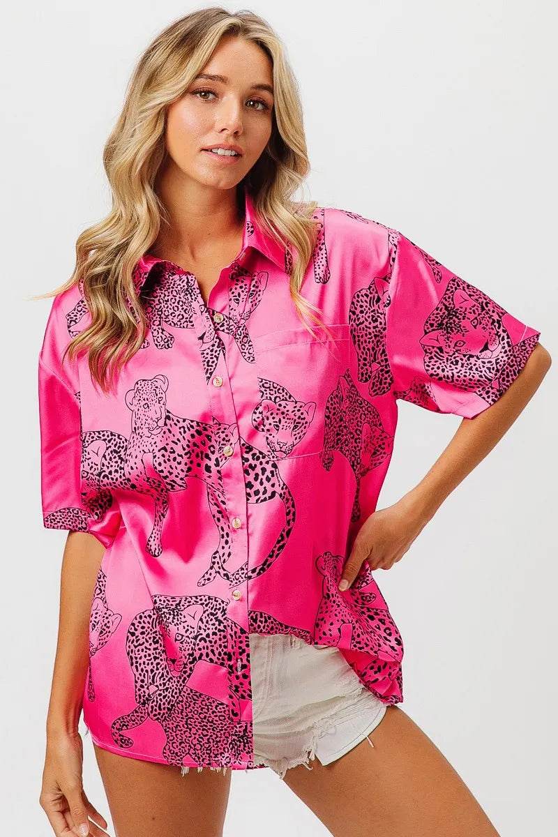 BiBi Leopard Print Short Sleeve Silky Satin Shirt Top Trendsi ec86d13a971949519af583fec91d704c-Max-Origin