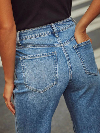 High Waisted Straight Leg Rolled Jeans Trendsi ec87682d-894c-4012-89cd-1073149cad6e-Max