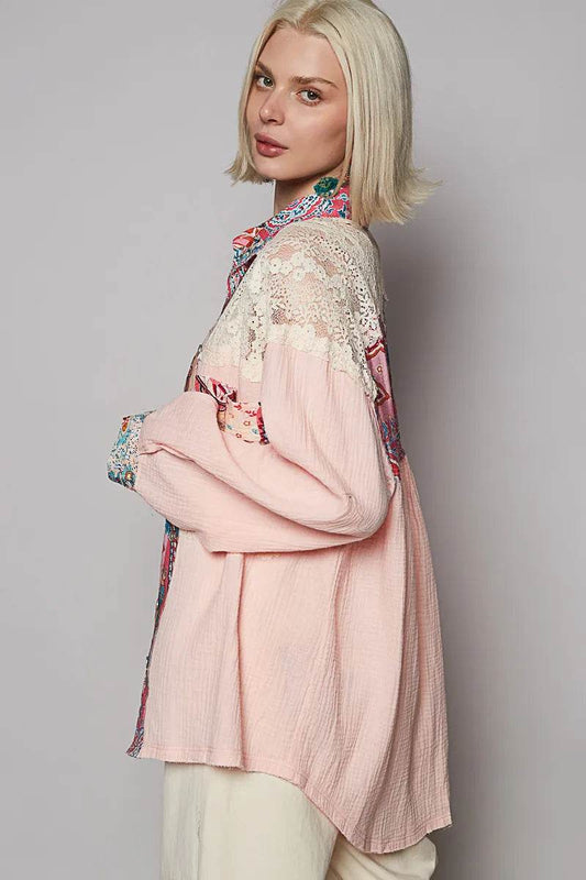 POL Lace Patchwork Floral Trim Long Sleeve Shirt Trendsi ec951de8-7567-4ec2-976b-7e05888c801e-Max-Origin