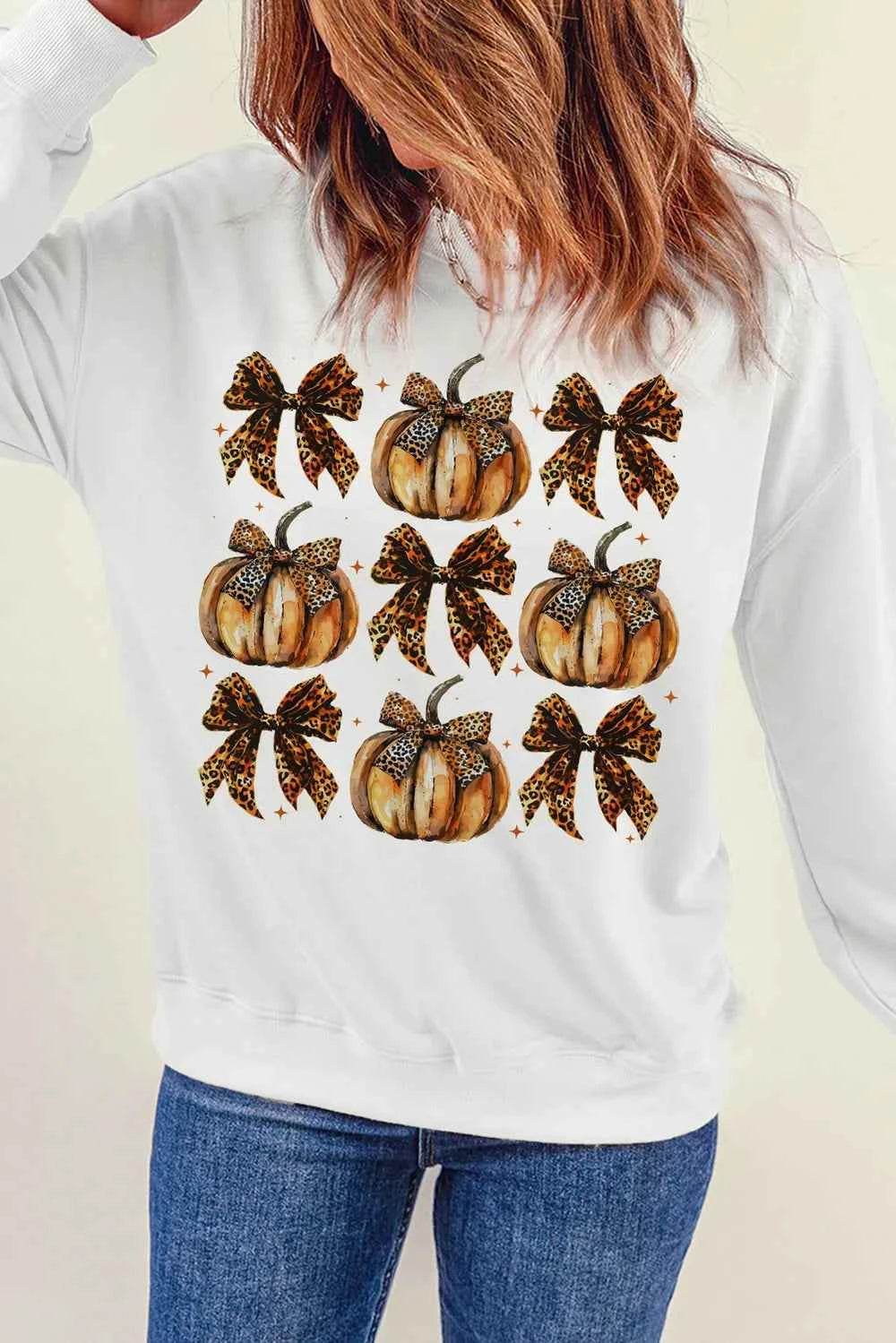 Pumpkin & Bow Graphic Long Sleeve Sweatshirt Trendsi ecbe663b-6939-42ca-874a-1fafded487e8-Max