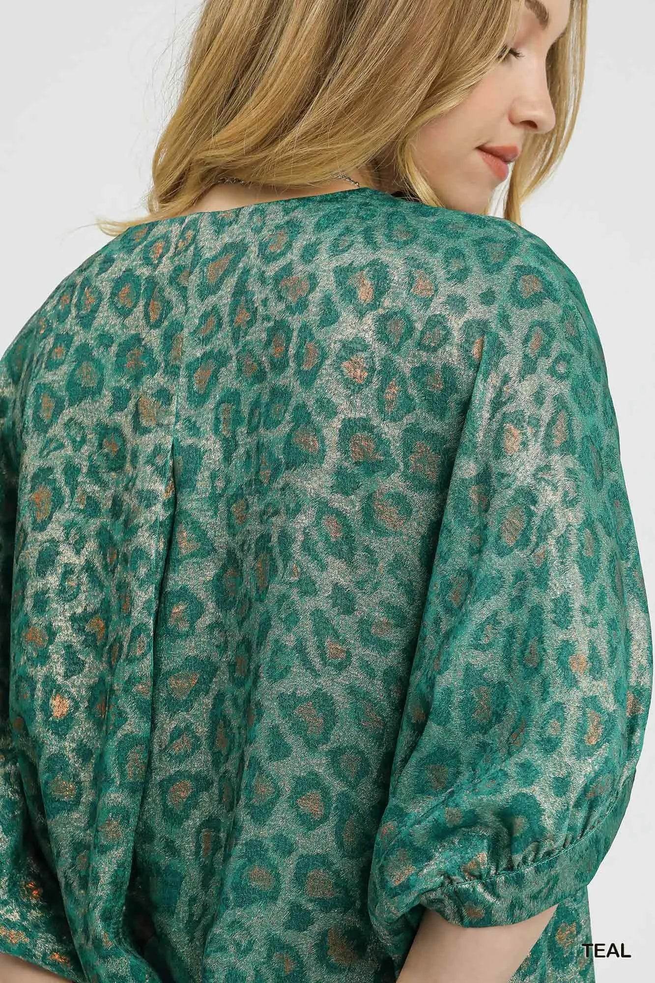 Umgee Metallic Leopard Print V-Neck Kimono Dress Trendsi ecc81c26-dcfc-4978-9df7-9bc4cb83c1c3-Max-Origin