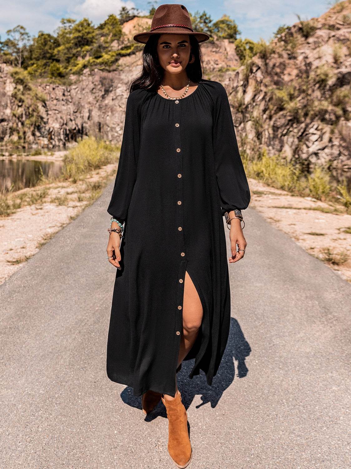 Long Sleeve Round Neck Dress Black Trendsi ed0270e14330403c90cbbfe186138c3a-Max