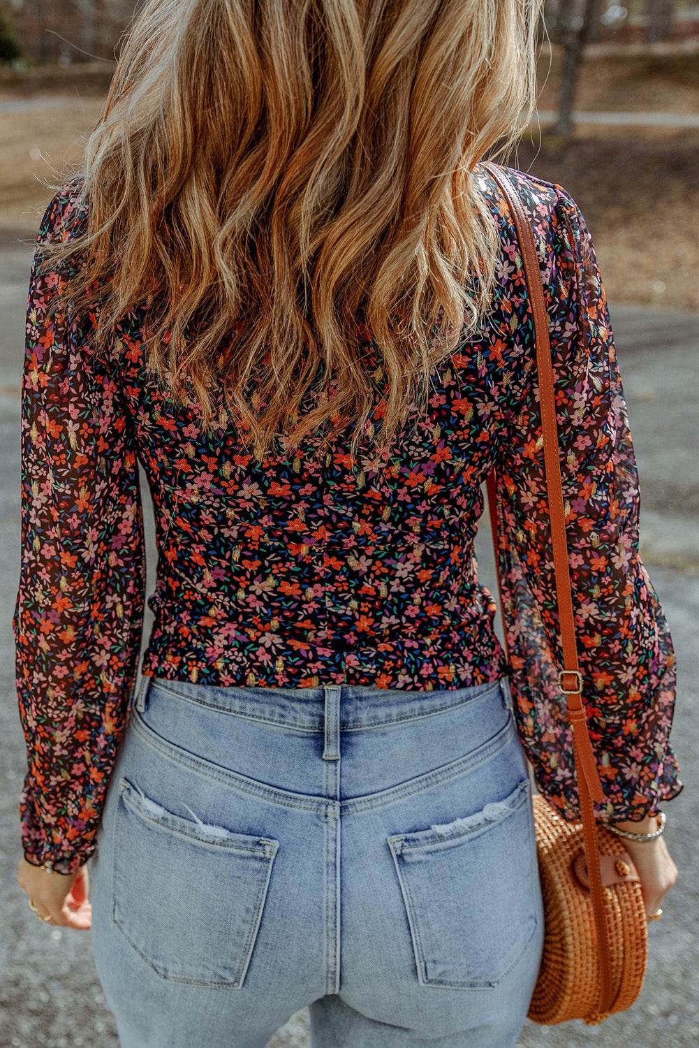 Floral Long Flounce Sleeve Blouse Trendsi ed19a382c37f442c8d82e95f2f972782-Max