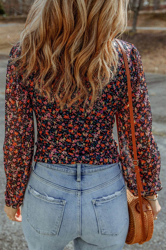 Floral Long Flounce Sleeve Blouse Trendsi ed19a382c37f442c8d82e95f2f972782-Max
