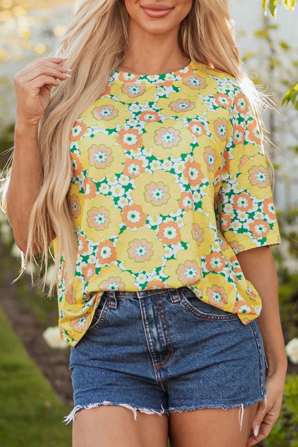 Floral Print Round Neck Oversized T-Shirt Trendsi ed2772c7-89ba-4344-81f6-b6453c3234bb-Max-Origin