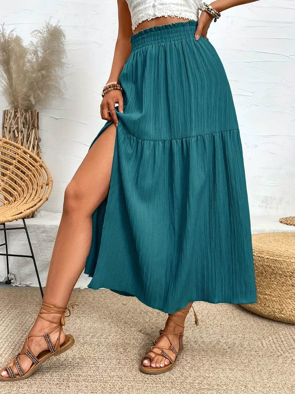 Frill Slit Skirt Trendsi ed764f2e-9780-4174-97c6-2468c380e434-Max