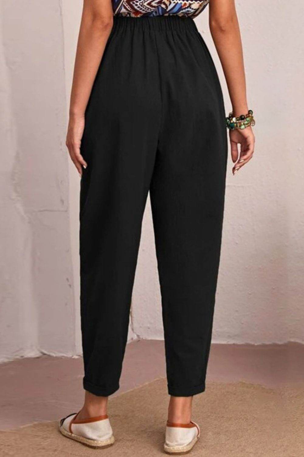 Elastic Waist Pocket Tapered Pants Trendsi ed790223e9a54945bca6bb5302815373-Max