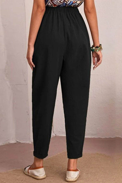 Elastic Waist Pocket Tapered Pants Trendsi ed790223e9a54945bca6bb5302815373-Max