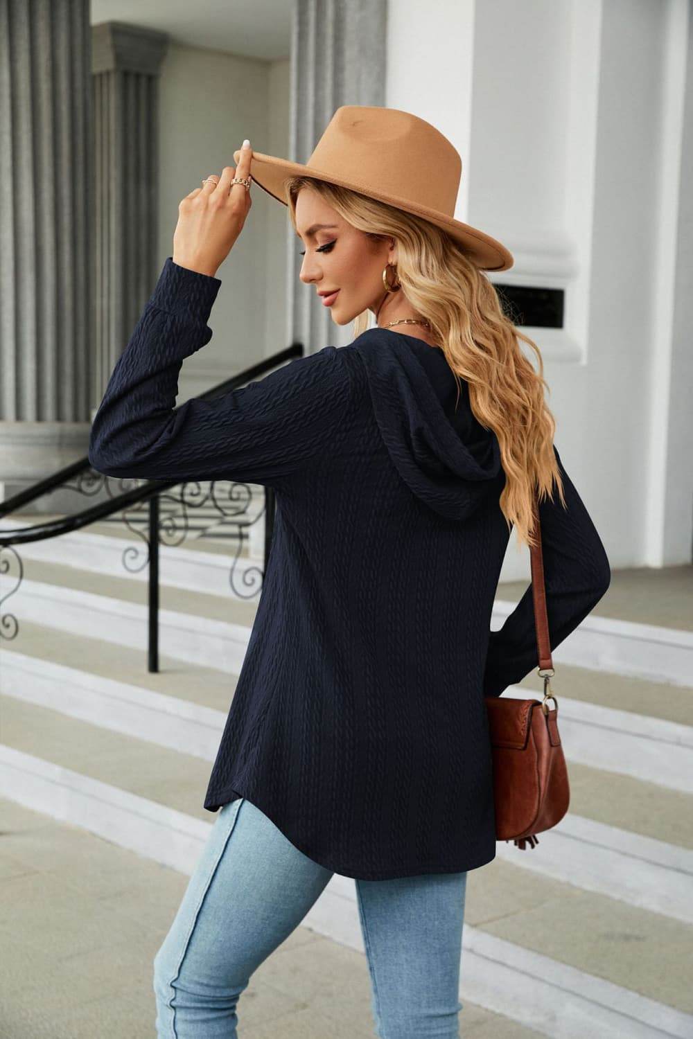Long Sleeve Hooded Blouse Trendsi ed9e05257109477cbeb6ef2b2b7b2d9c-Max