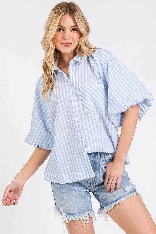 Mittoshop Button Down Striped Puff Sleeve Shirt Trendsi eddd95d9-8112-4216-a3d8-2496d5fafe4d-Max