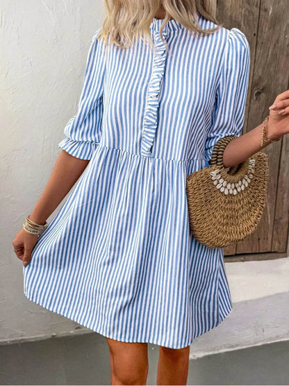 Striped Half Sleeve Mini Shirt Dress Trendsi edef4793-b5d0-41a3-8b47-4a7629a6b914-Max-Origin