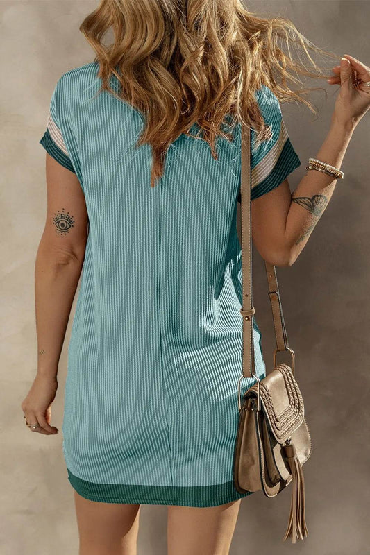 Textured Round Neck Short Sleeve Dress Trendsi edffa0c5-b4b8-4225-a0fa-c559419a4b59-Max