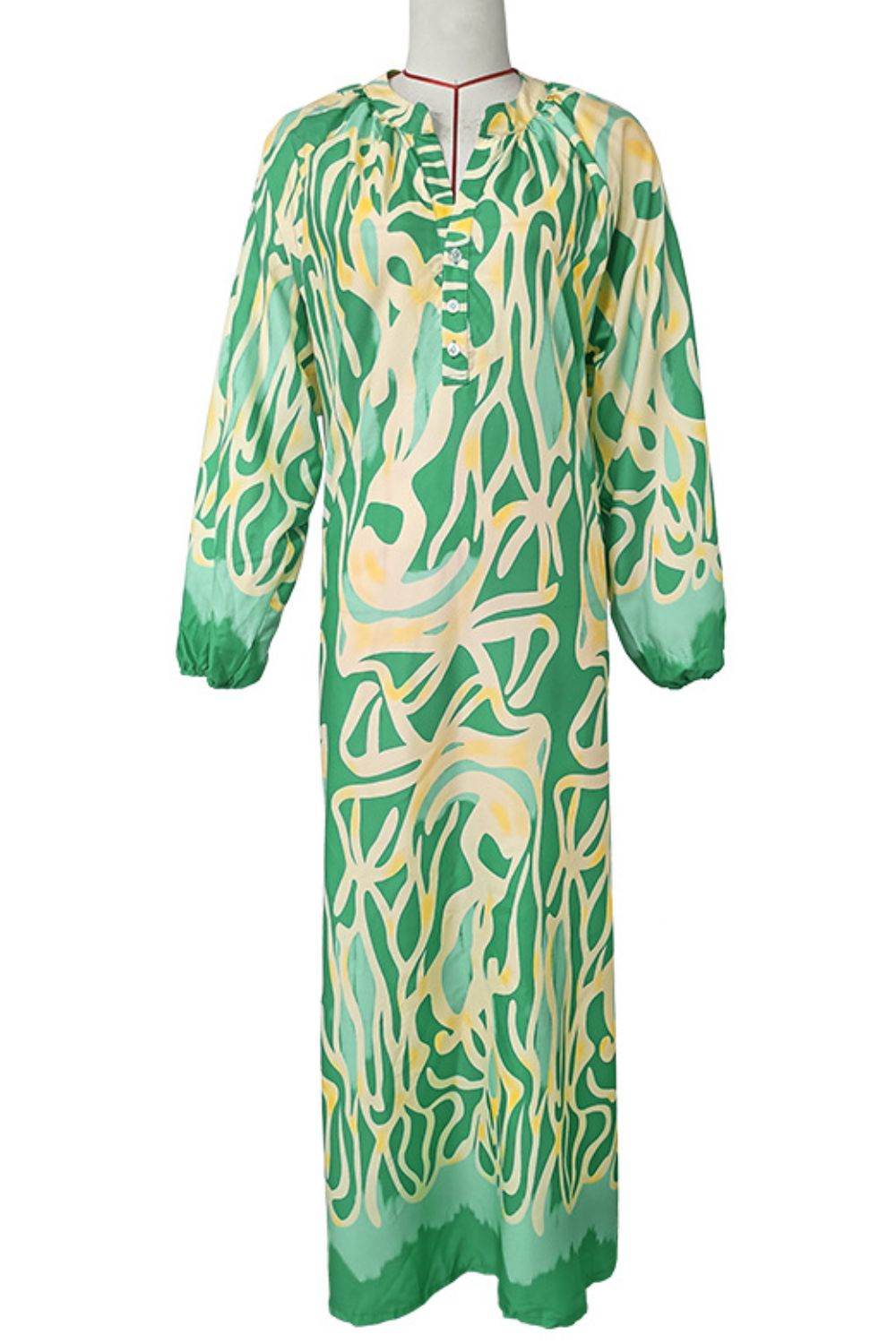 Abstract Print Buttoned Balloon Sleeve Dress Trendsi ee1cc3ca31fc498bbbb2033f594d0900-Max