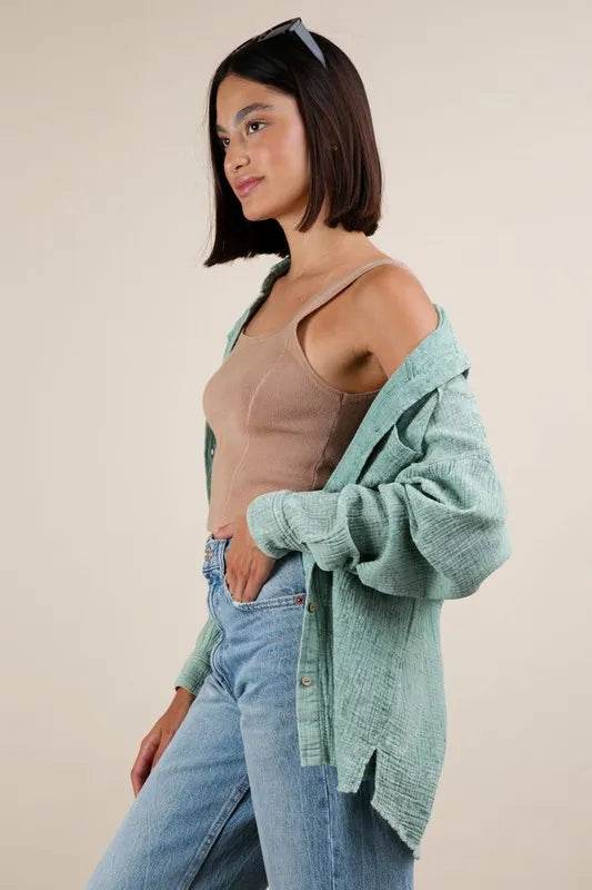 VERY J Mineral Washed Gauze Button Down Shirt Trendsi ee5d592955484fe8a3042d4823a34997-Max-Origin
