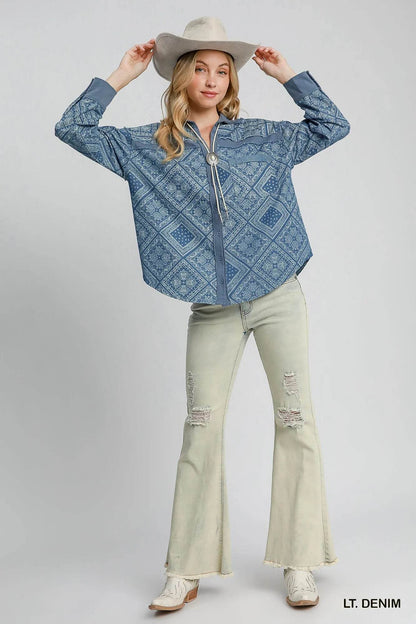 Umgee Paisley Print Denim Shirt Jacket Trendsi ee818a6a-8108-404d-83a0-d6c82c065aba-Max-Origin_b16c2f73-7649-4584-9d85-43beff06cbc5
