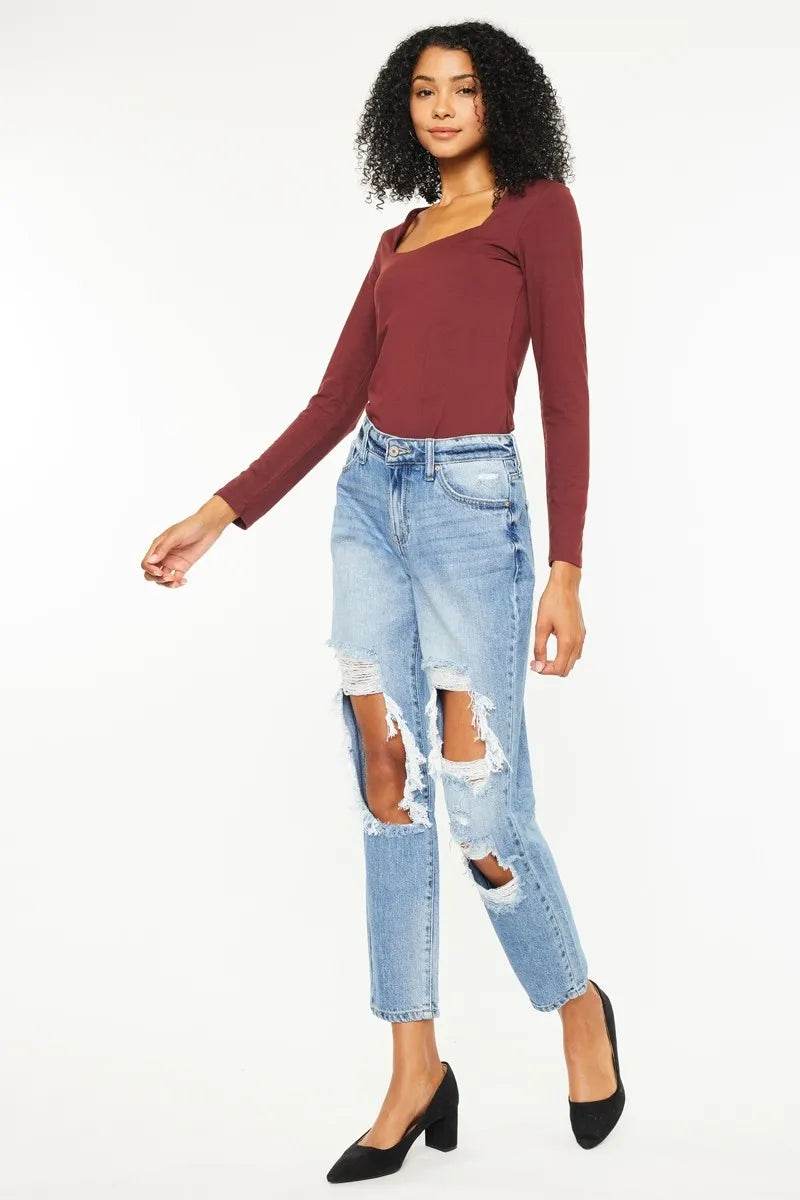 Kancan High Rise Distressed Boyfriend Jeans Trendsi ee97d0edd6d0465983a451100ad10bce-Max-Origin